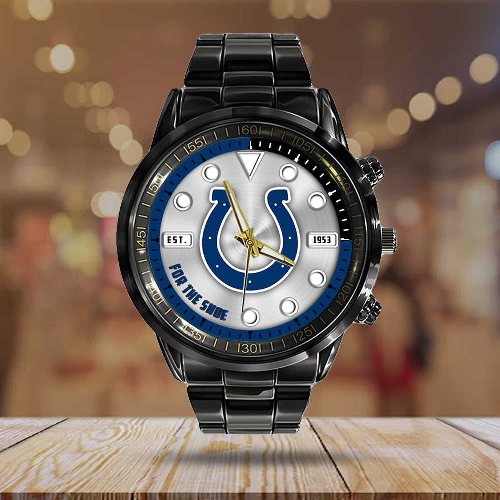 Indianapolis Colts Black Stainless Steel Watch – HOATT12945