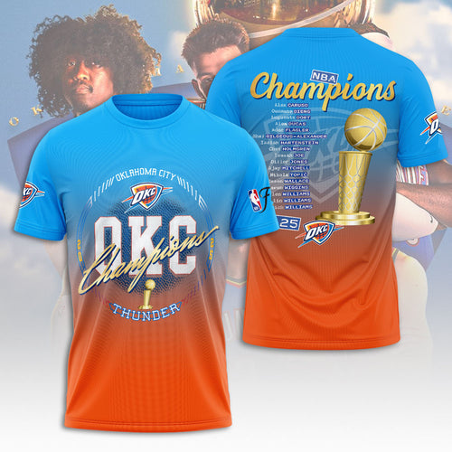 Oklahoma City Thunder 2025 NBA Champions 3D Apparel – NGHIAVT 2872