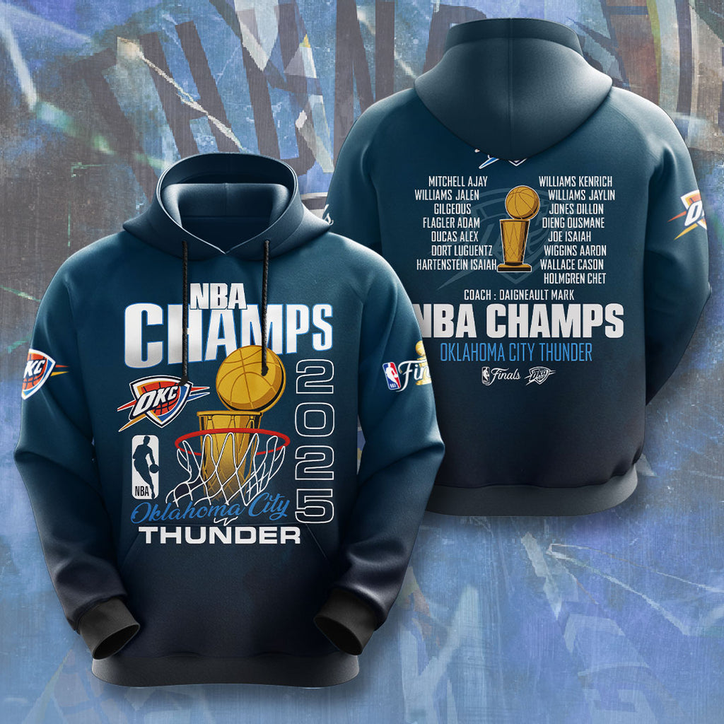 Oklahoma City Thunder 2025 NBA Champions 3D Apparel – NGHIAVT 2912