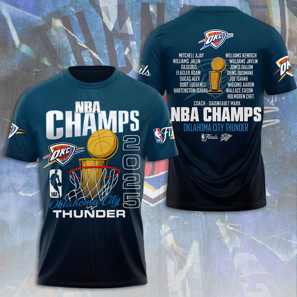 Oklahoma City Thunder 2025 NBA Champions 3D Apparel – NGHIAVT 2912