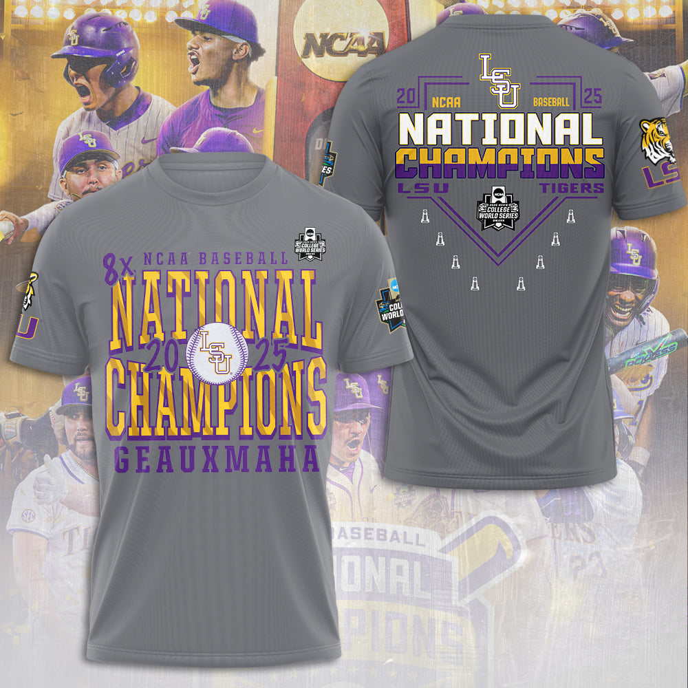 LSU Tigers Baseball 2025 National Champions 3D Apparel – NGHIAVT 2976