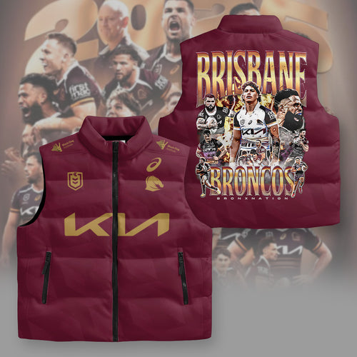 Brisbane Broncos 2025 3D Sleeveless Down Jacket – NGHIAVT5697