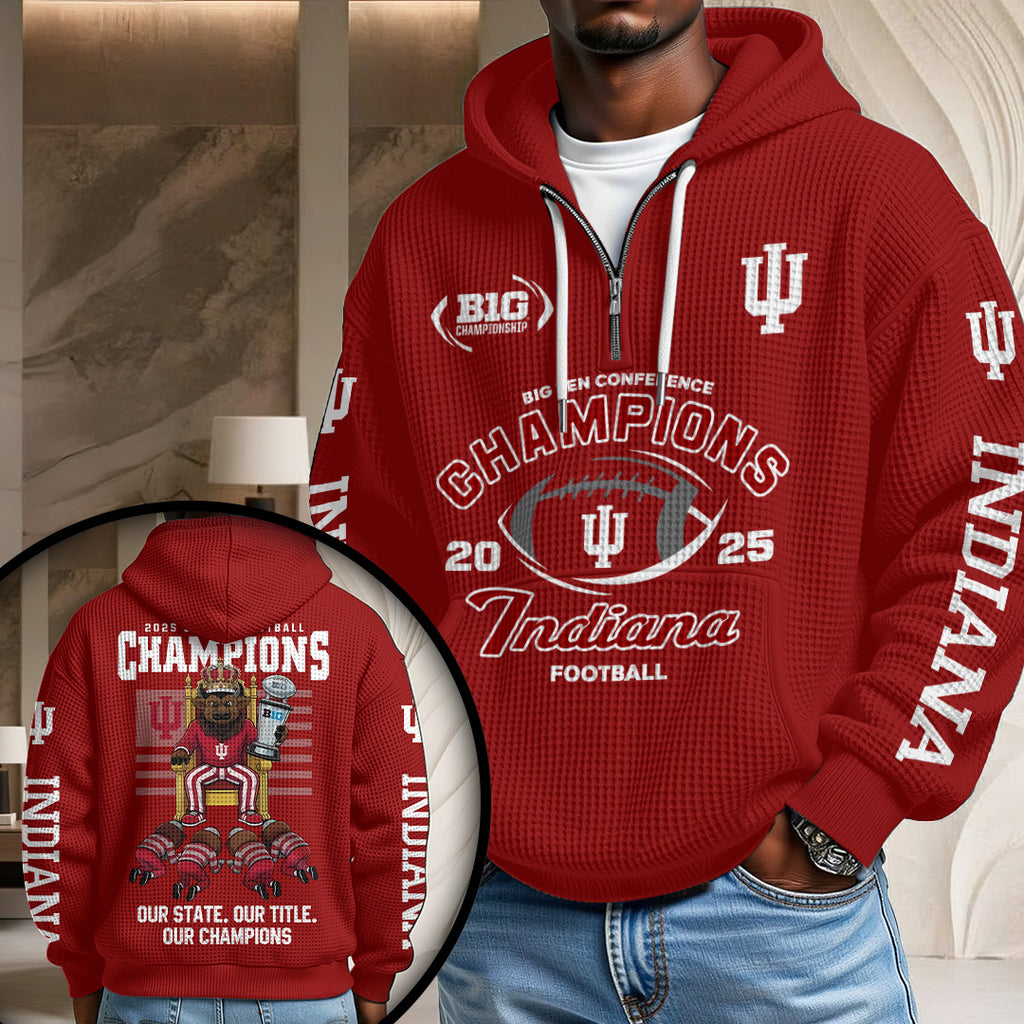 Indiana Hoosiers Football 2025 3D Unisex Waffle Hoodie – NGHIAVT5938