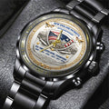 New England Patriots 65th Anniversary 2025 Black Stainless Steel Watch – NGHIAVT6142
