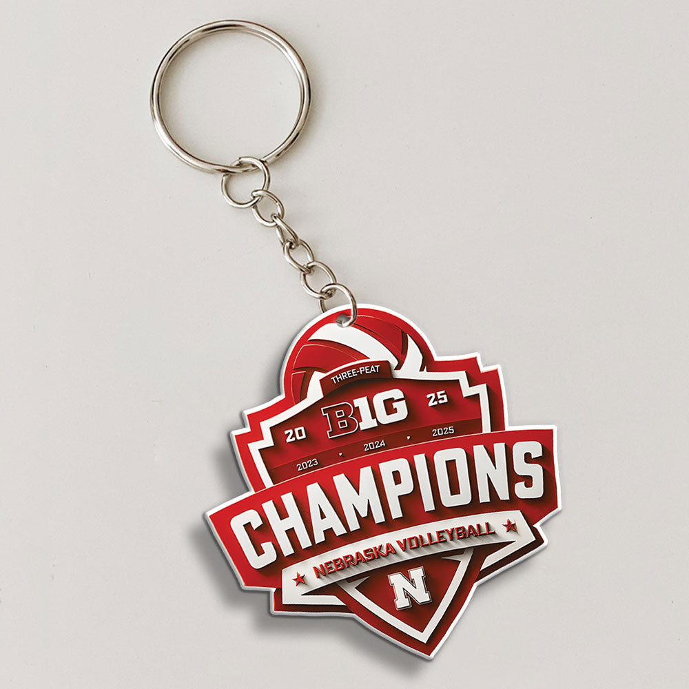Nebraska Cornhuskers Women's Volleyball 2025 Big Ten Champions Custom Shape 2-sided Keychain – MAITM13877