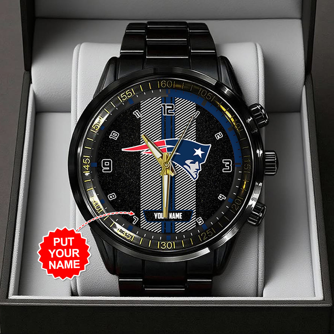 Personalized New England Patriots Black Stainless Steel Watch – TANTN16028