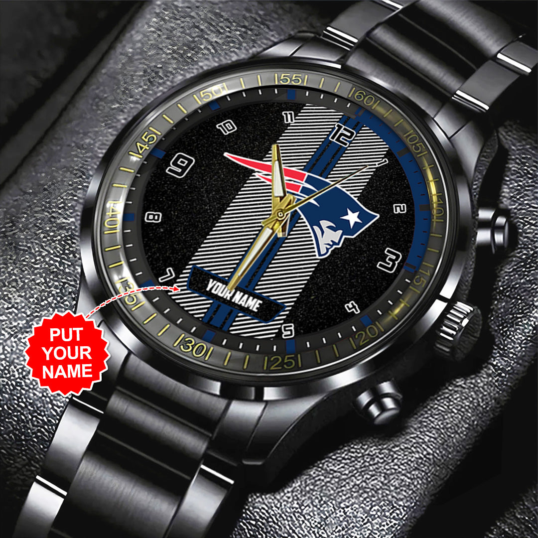 Personalized New England Patriots Black Stainless Steel Watch – TANTN16028