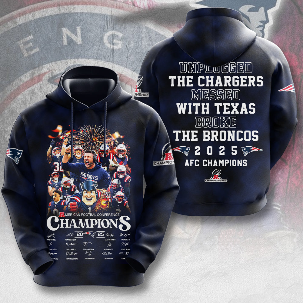 New England Patriots 2025 AFC Champions 3D Apparel – MAITM14721
