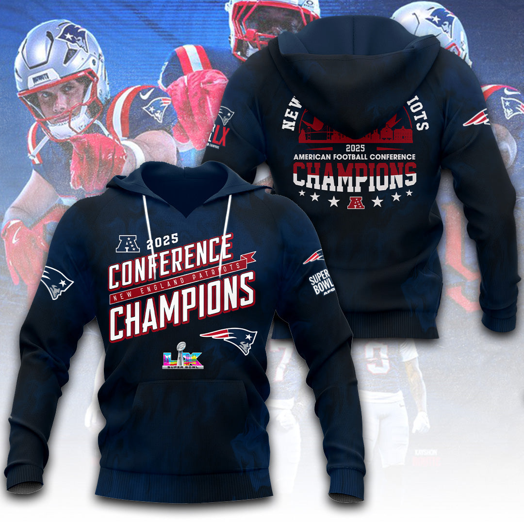 New England Patriots 2025 AFC Champions 3D Apparel – TANTN20620