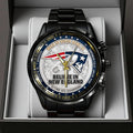 New England Patriots 2025 AFC Champions Black Stainless Steel Watch – TANTN20685