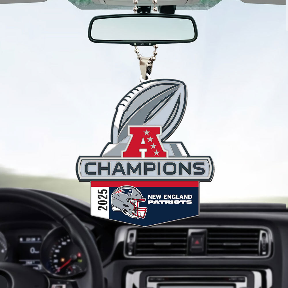 New England Patriots 2025 AFC Champions Custom shape 2-sided Acrylic Car Ornament – MAITM14601