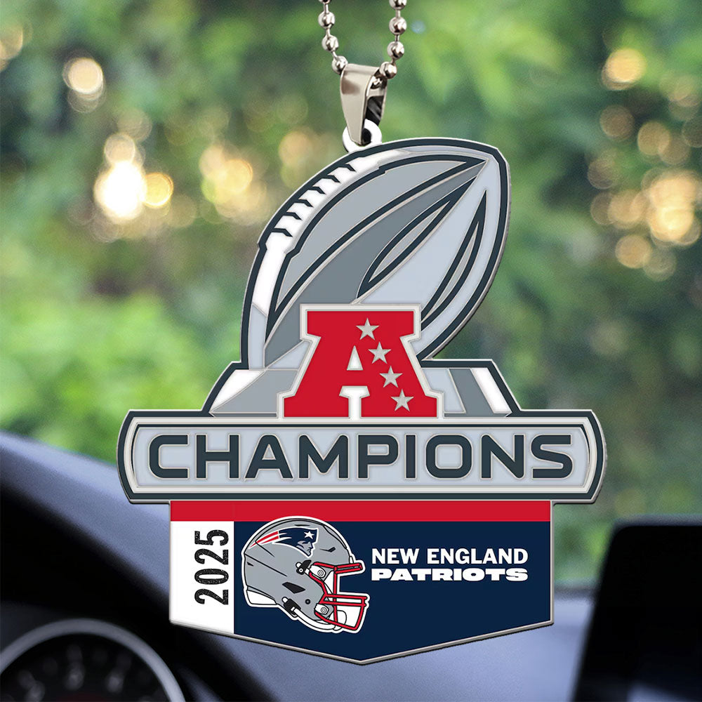 New England Patriots 2025 AFC Champions Custom shape 2-sided Acrylic Car Ornament – MAITM14601