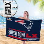 New England Patriots 2025 AFC Champions Rectangle Beach Towel – MAITM14600