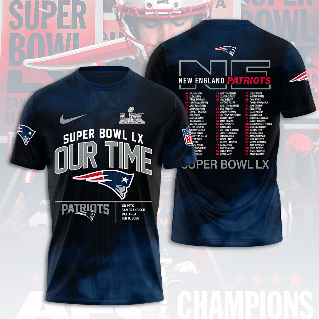 New England Patriots 2025 AFC Champions 3D Apparel – HOATT15894