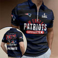 New England Patriots 2025 AFC Champions Zip Polo Shirt – TMTHU3550