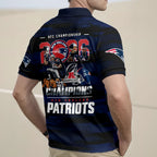 New England Patriots 2025 AFC Champions Zip Polo Shirt – TMTHU3550