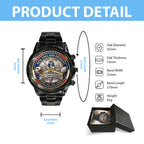 New England Patriots 65th Anniversary Black Stainless Steel Watch – HOATT15223