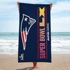 New England Patriots 2025 AFC Champions Rectangle Beach Towel – TANTN20610