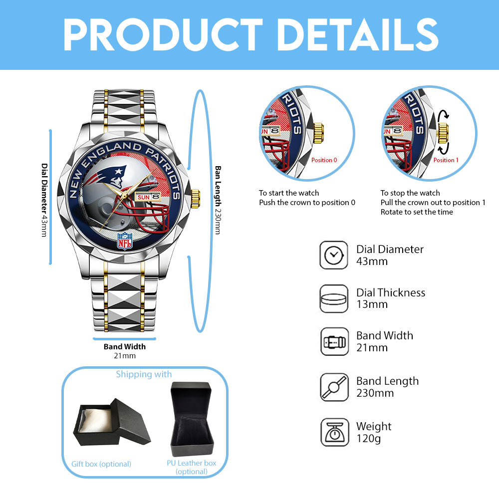 New England Patriots Alloy Luxury Quartz Watch – TANTN16334
