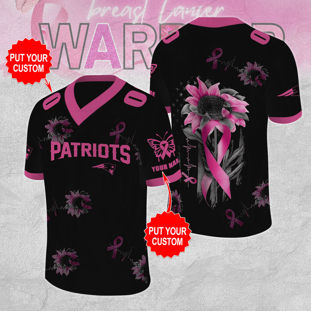 Personalized New England Patriots x Breast Cancer Awareness 3D Football Jersey – MAITM12856