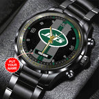 Personalized New York Jets Black Stainless Steel Watch – TANTN16030