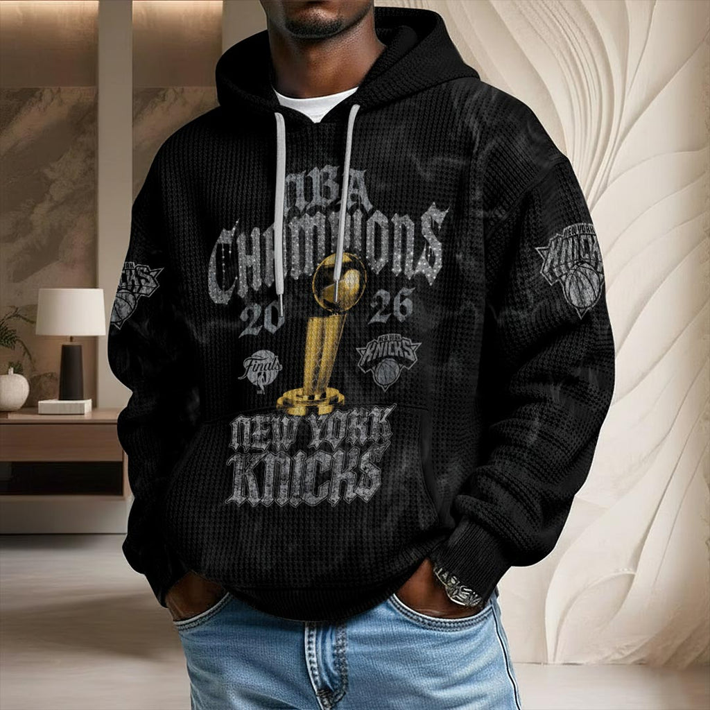 New York Knicks 2026 NBA Finals Champions 3D Unisex Waffle Hoodie – HOATT19243