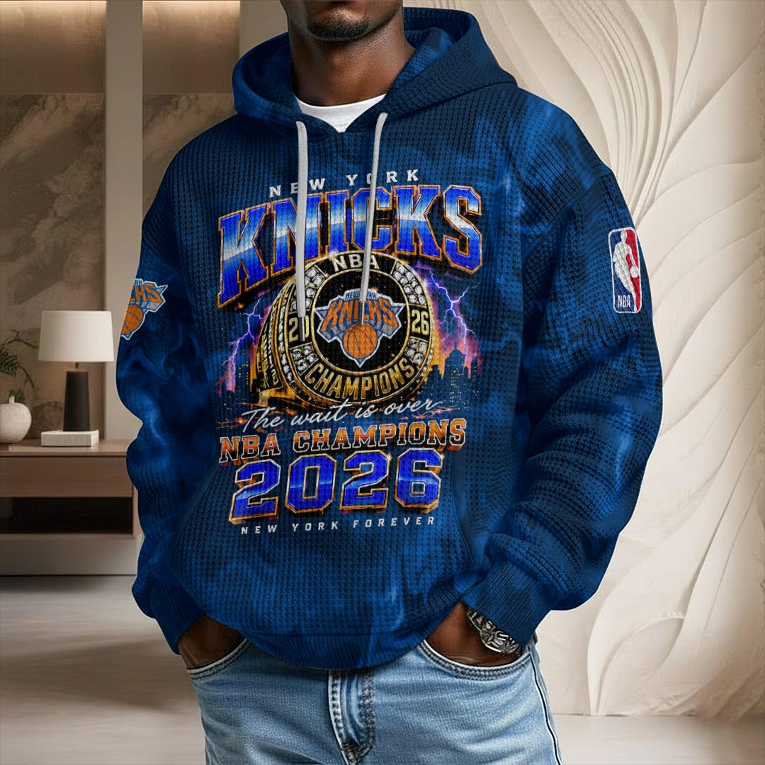 New York Knicks 2026 NBA Finals Champions 3D Unisex Waffle Hoodie – HOATT19265