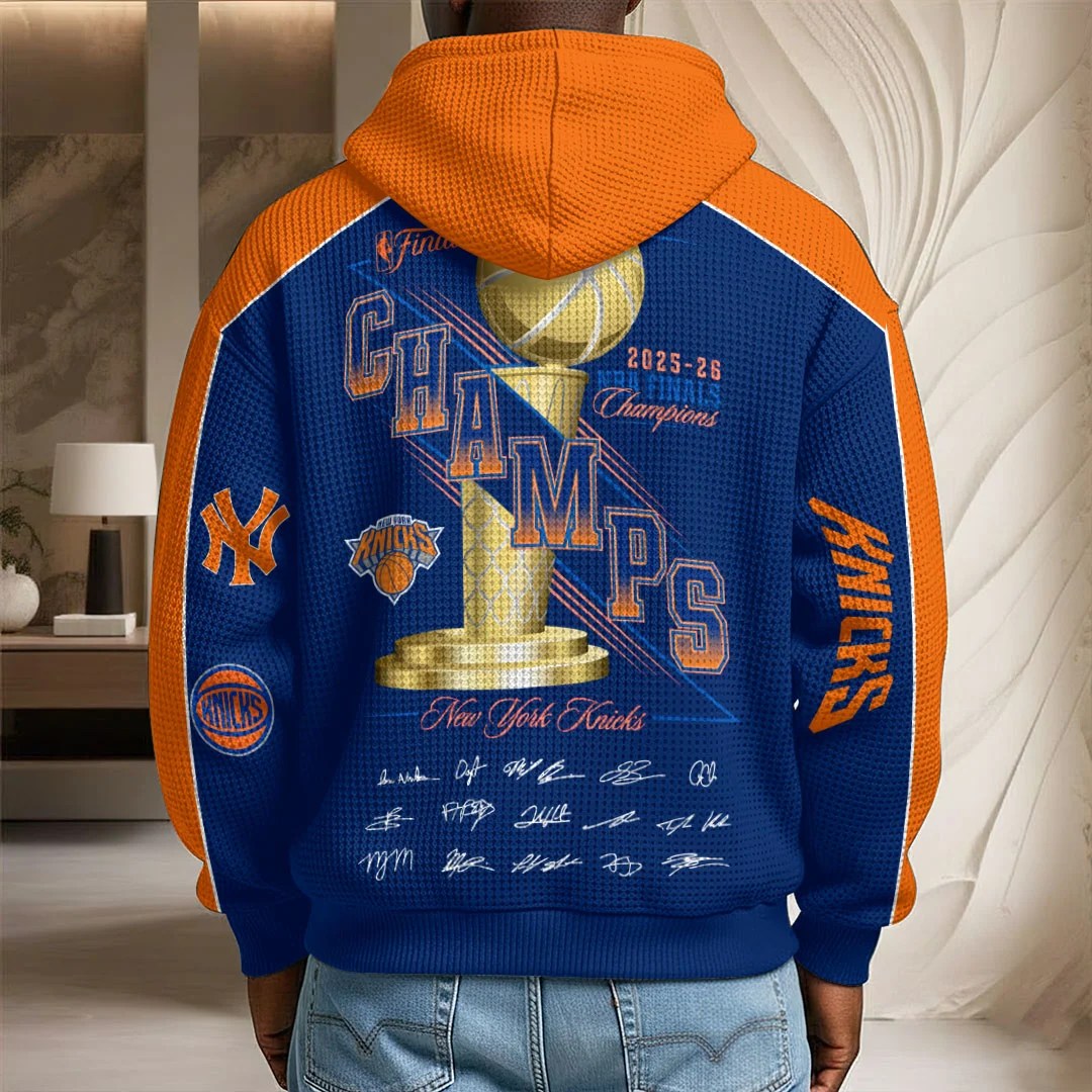 New York Knicks 2026 NBA Finals Champions 3D Unisex Waffle Hoodie – HOATT20505