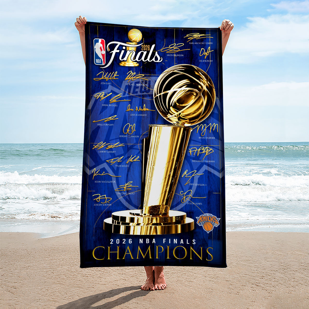 New York Knicks 2026 NBA Finals Champions Rectangle Beach Towel – HOATT18628