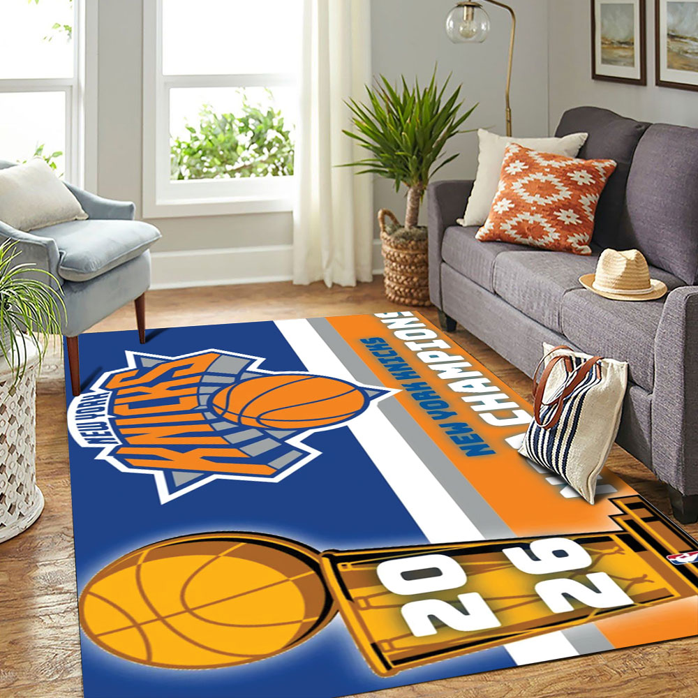 New York Knicks 2026 NBA Finals Champions Rectangular Rug – TMTHU6949