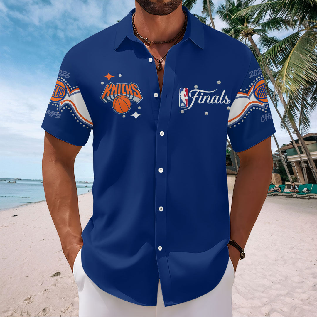 New York Knicks 2026 NBA Finals Champions Short Sleeve Button-Down Shirt – HOATT19045
