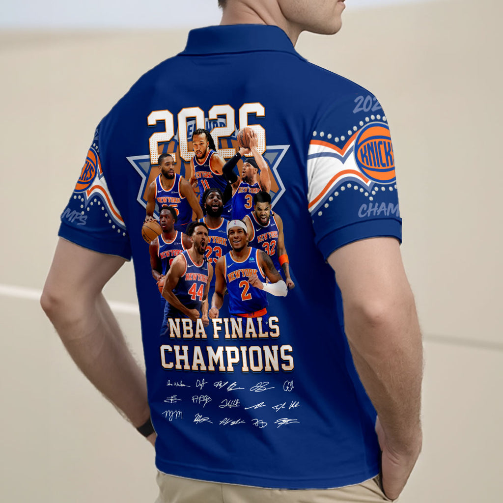 New York Knicks 2026 NBA Finals Champions Zip Polo Shirt – HOATT19017