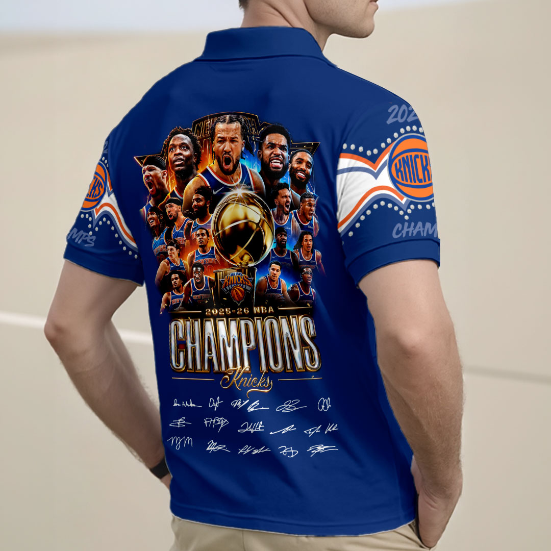 New York Knicks 2026 NBA Finals Champions Zip Polo Shirt – HOATT19034