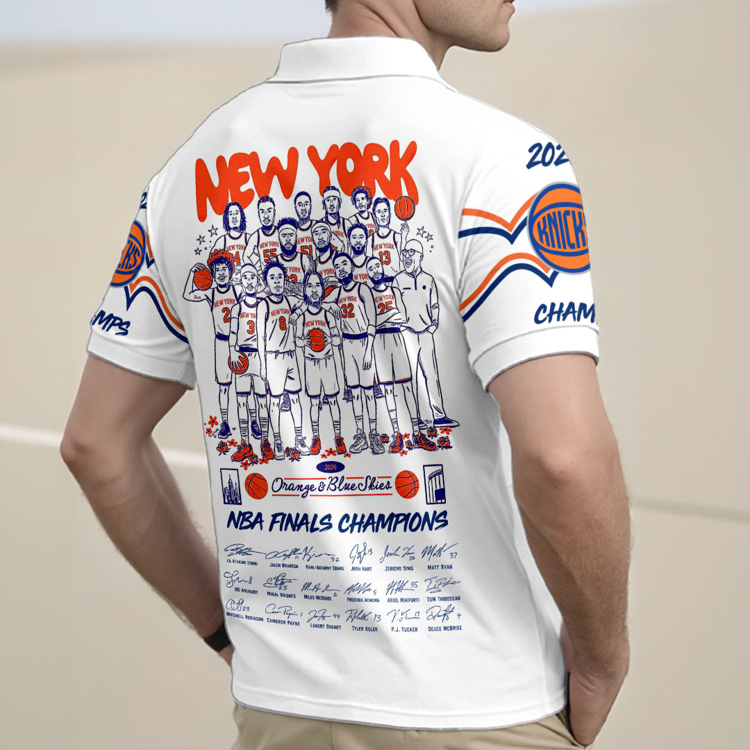 New York Knicks 2026 NBA Finals Champions Zip Polo Shirt – HOATT19245