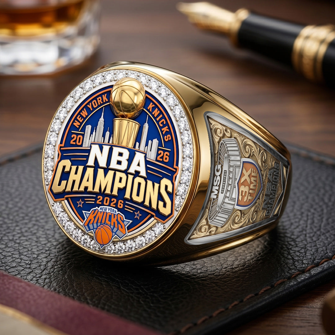 New York Knicks NBA Champions 2026 3D Engraved Ring – TMTHU7079