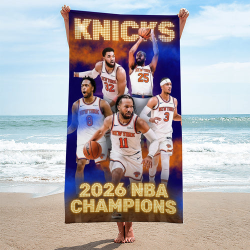 New York Knicks NBA Champions 2026 Rectangle Beach Towel – TMTHU7034