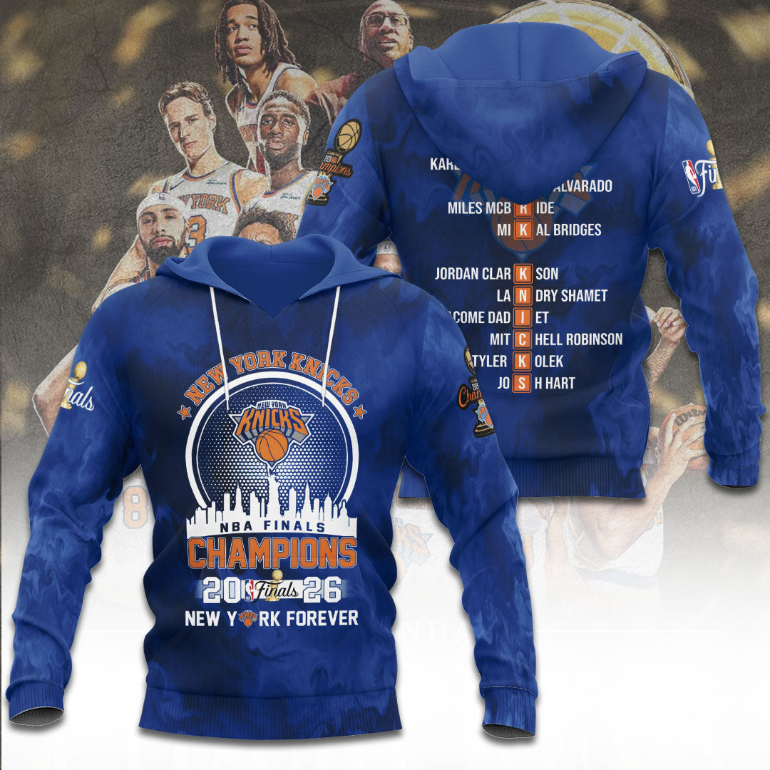 New York Knicks NBA Finals Champions 2026 3D Apparel – TANTN23667