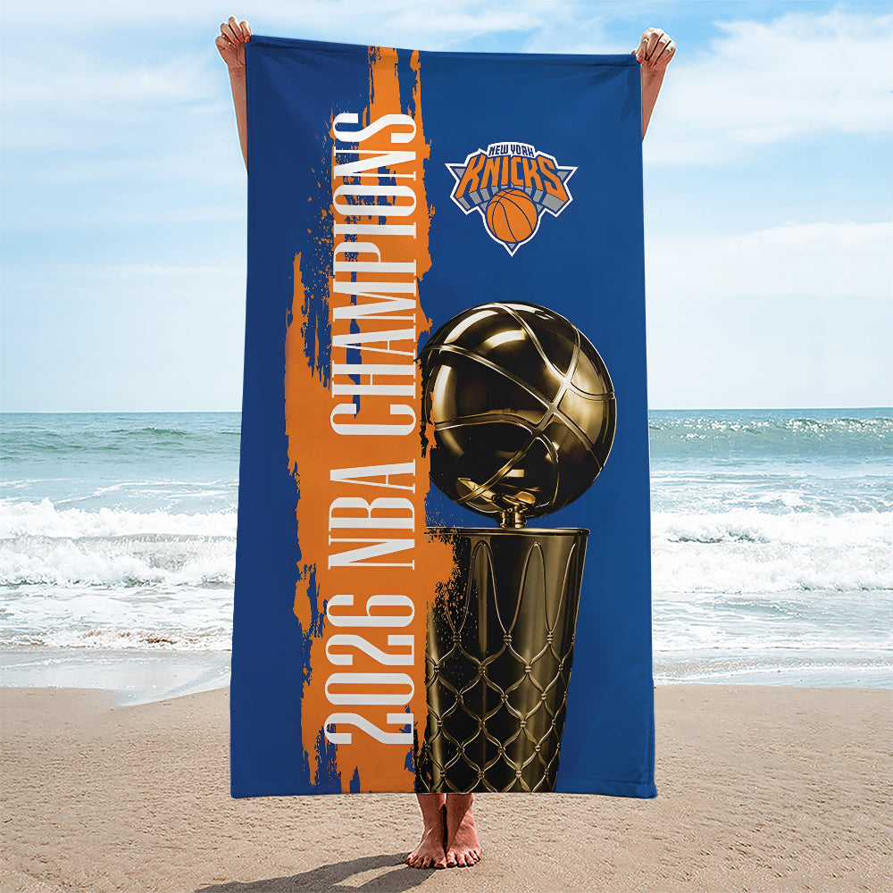 New York Knicks NBA Finals Champions 2026 Rectangle Beach Towel – TANTN23713