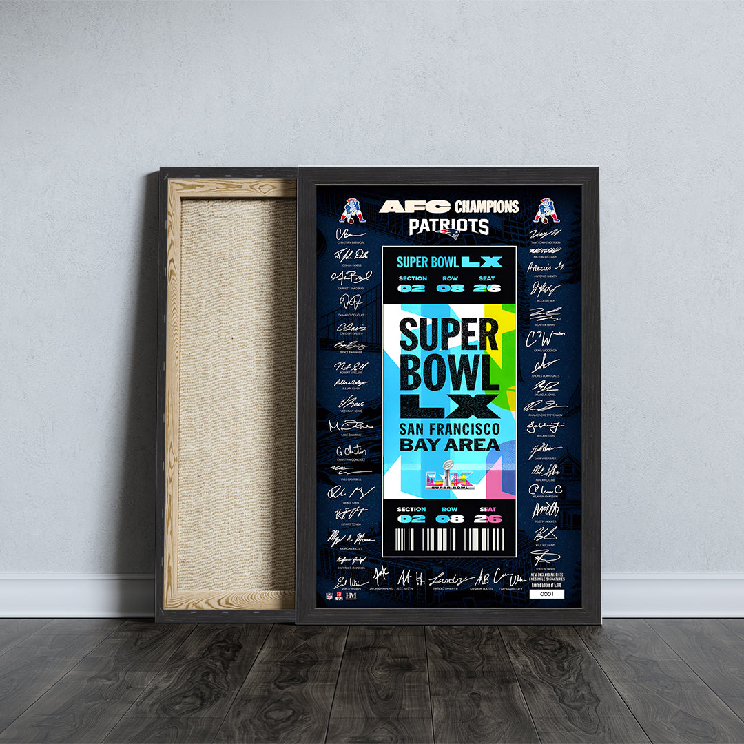 New England Patriots 2025 AFC Champions Rectangle Canvas With Inner Frame – TMTHU3452