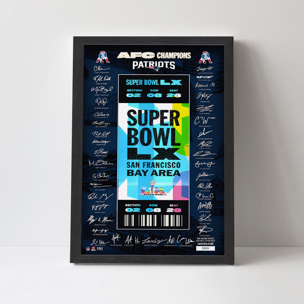 New England Patriots 2025 AFC Champions Rectangle Canvas With Inner Frame – TMTHU3452