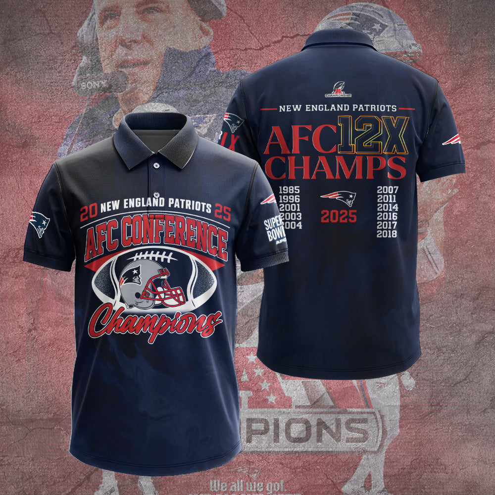 New England Patriots 2025 AFC Champions 3D Apparel – TANTN20621