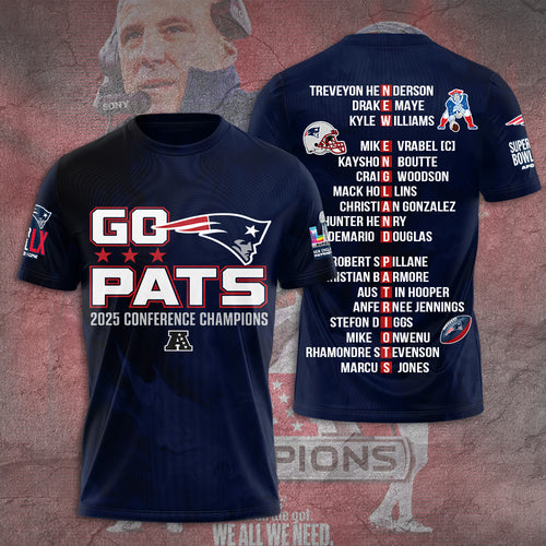 New England Patriots 2025 AFC Champions 3D Apparel – TANTN20659