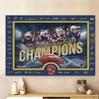 New England Patriots 2025 AFC Champions Rectangle Canvas With Inner Frame – HOATT15901