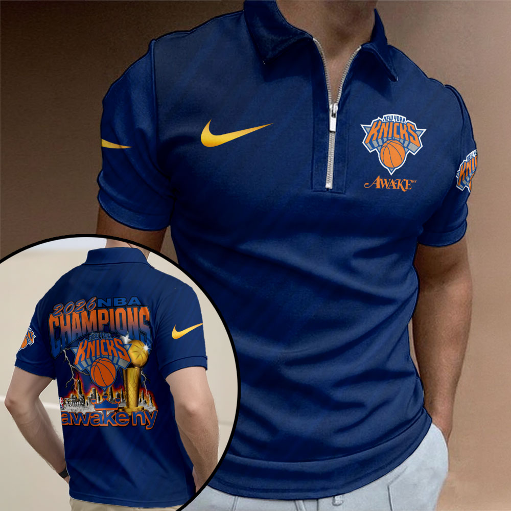 New York Knicks 2026 NBA Finals Champions Zip Polo Shirt – TMTHU7112