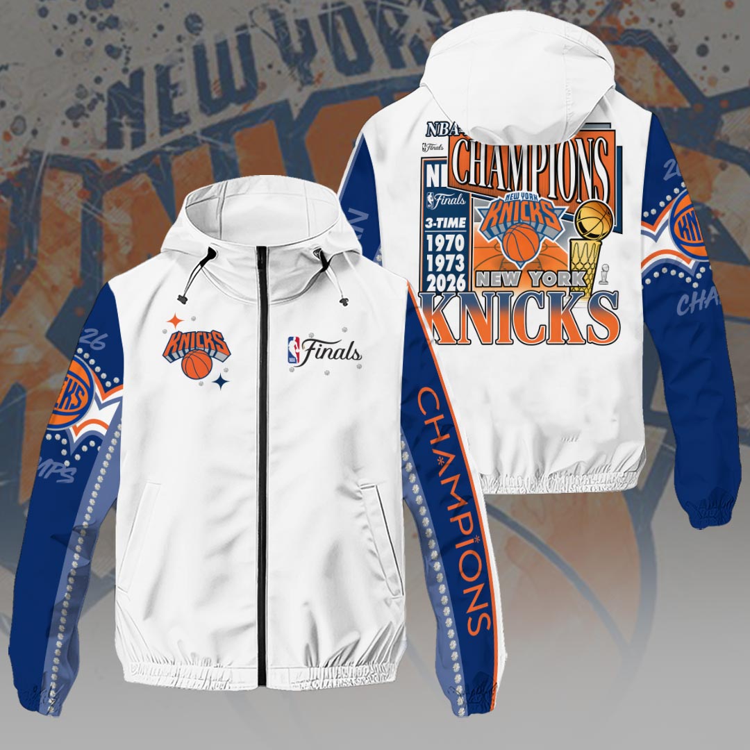 New York Knicks 2026 NBA Finals Champions 3D Windbreaker Jacket – HOATT18981
