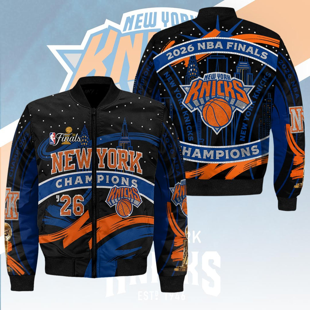 New York Knicks 2026 NBA Finals Champions 3D Bomber Jacket – HOATT18779