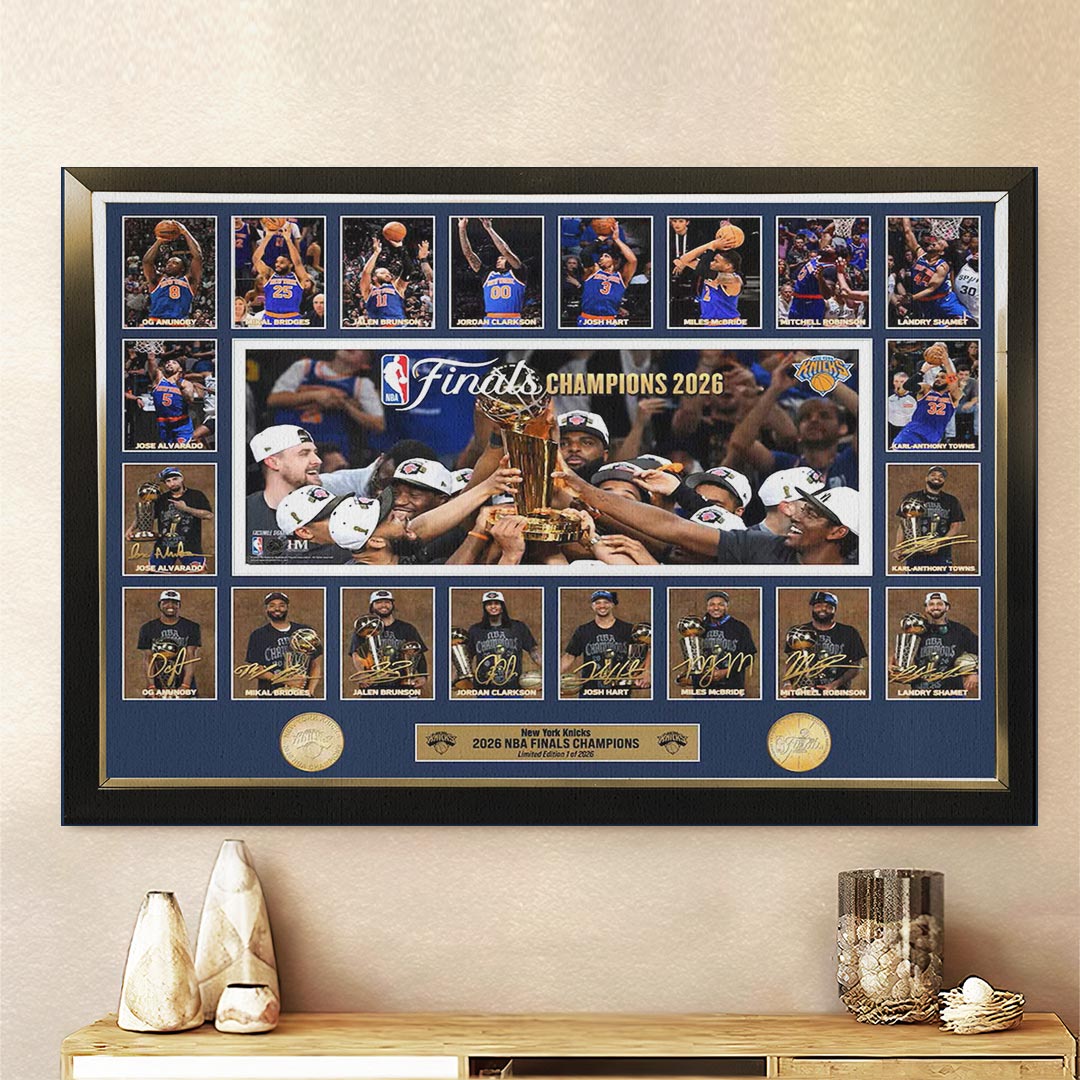 New York Knicks 2026 NBA Finals Champions Rectangle Canvas With Inner Frame – HOATT18773