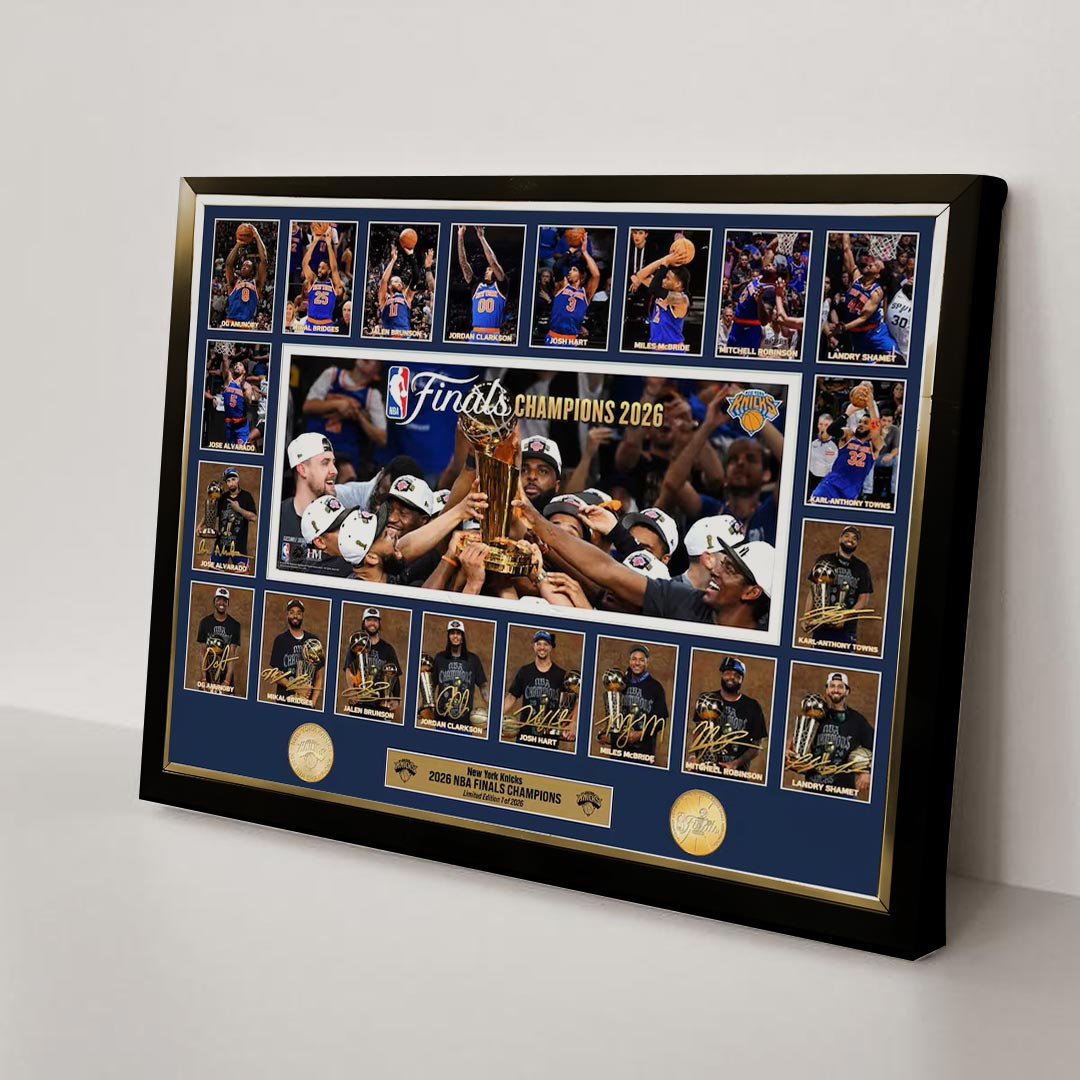 New York Knicks 2026 NBA Finals Champions Rectangle Canvas With Inner Frame – HOATT18773