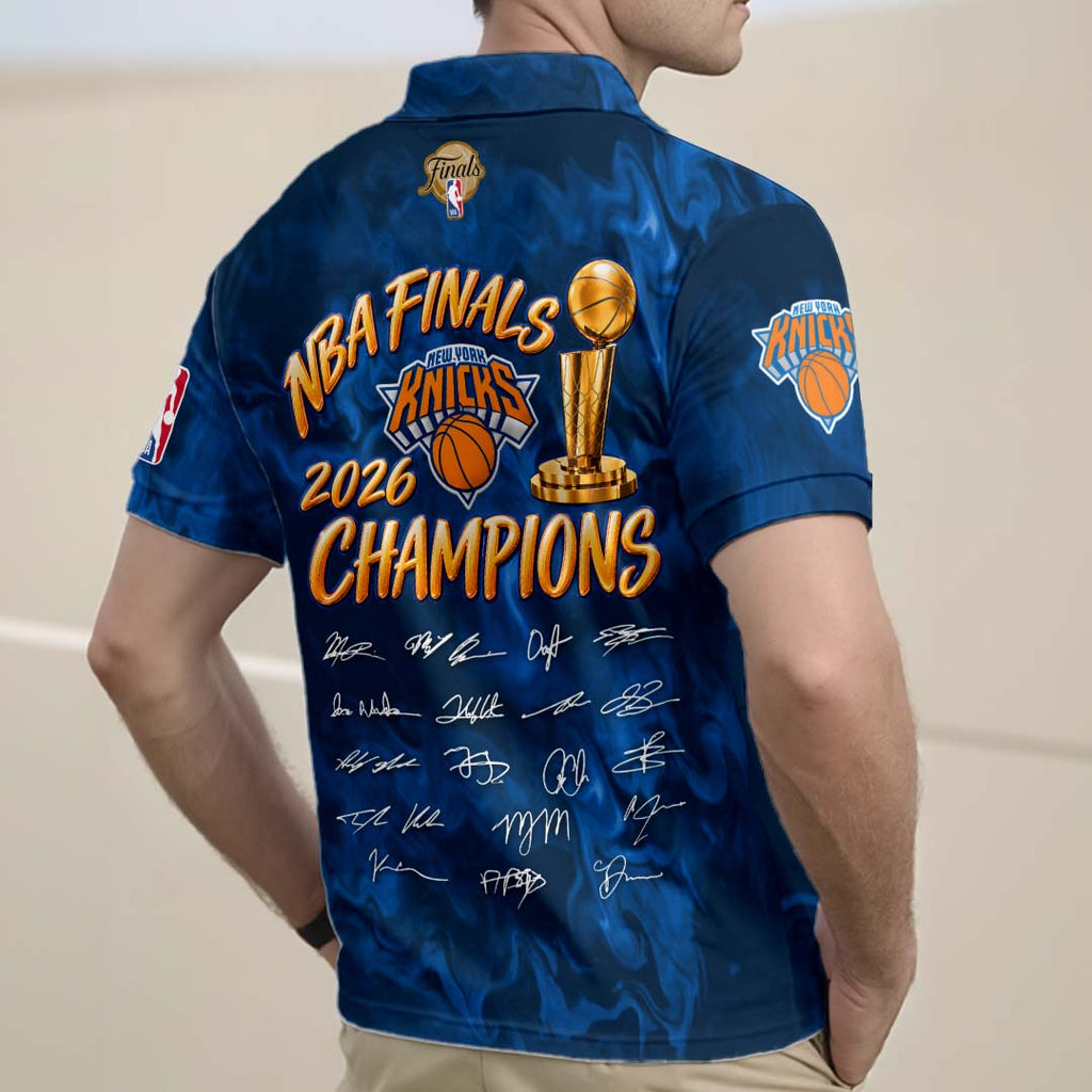 New York Knicks 2026 NBA Finals Champions Zip Polo Shirt – HOATT19851