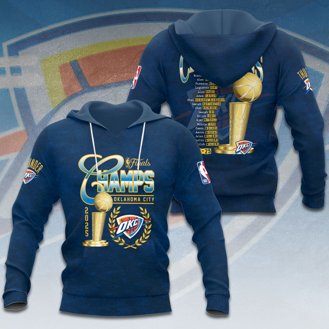 Oklahoma City Thunder 2025 NBA Champions 3D Apparel – HOATT 11436